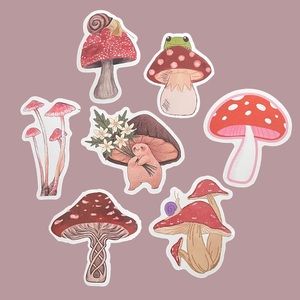 Mushroom Stickers Pink - Set 3